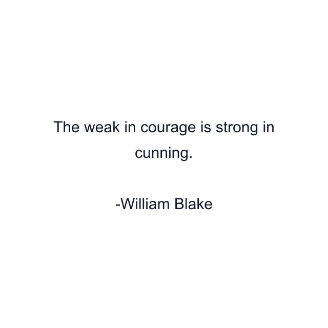 The weak in courage is strong in cunning.