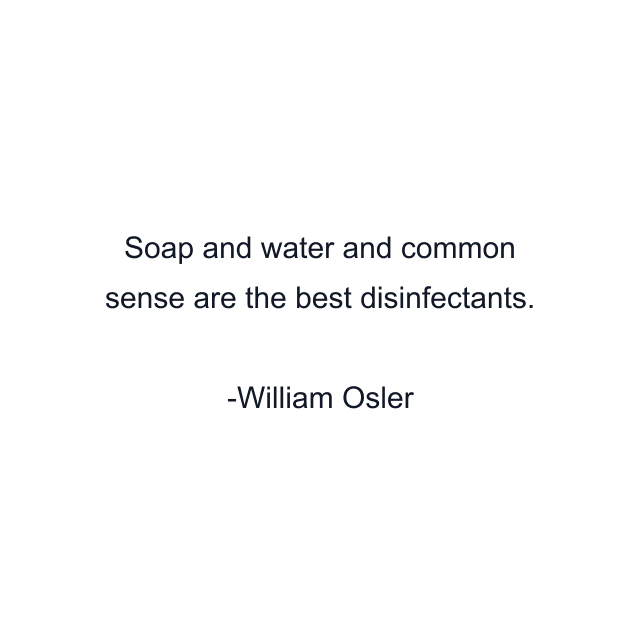 Soap and water and common sense are the best disinfectants.