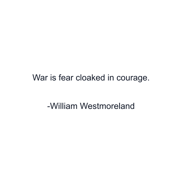 War is fear cloaked in courage.