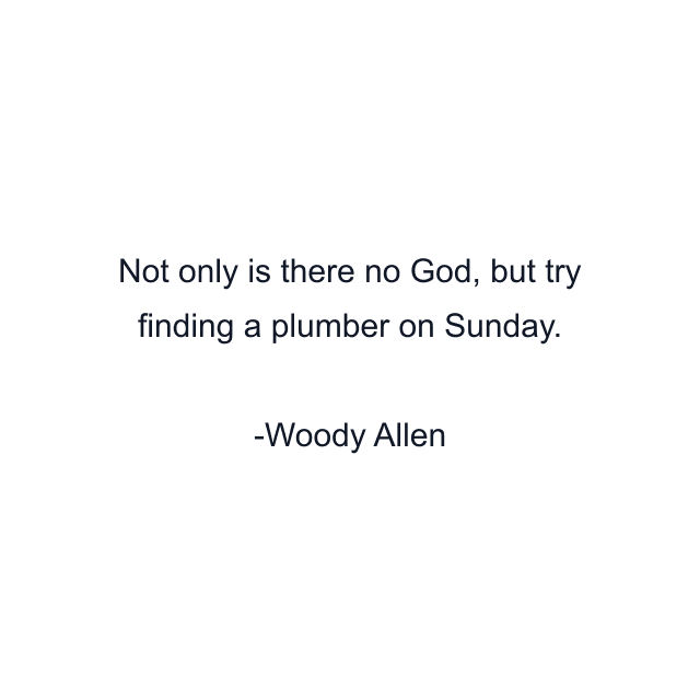 Not only is there no God, but try finding a plumber on Sunday.