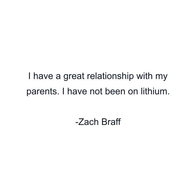 I have a great relationship with my parents. I have not been on lithium.