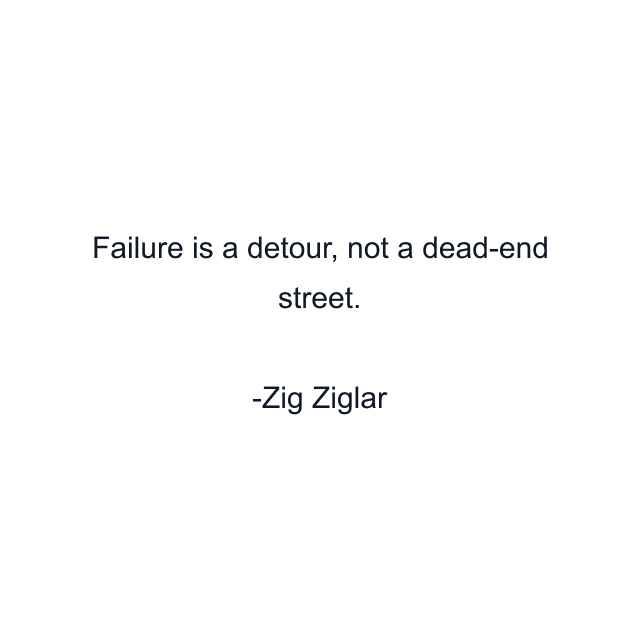 Failure is a detour, not a dead-end street.