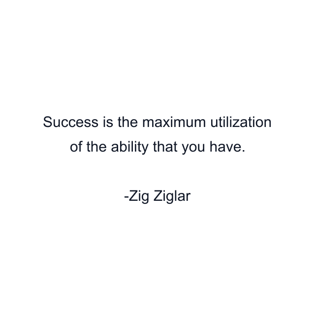 Success is the maximum utilization of the ability that you have.